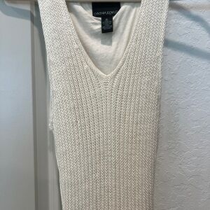 Cynthia Rowley White Crochet Dress Lined Midi Boho Minimalist Feminine Classic